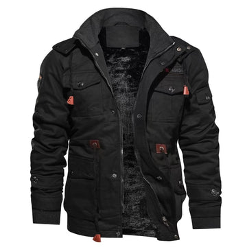 Men's Jacket-Casual Winter Cotton Military Jacket Thicken Hooded Cargo Coat